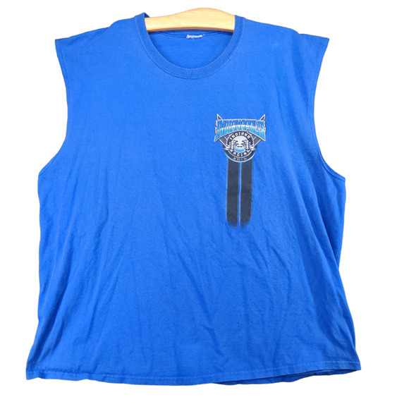 Indianapolis Indiana Racing Tank Top Mens Sleeveless Blue Crew Neck Regular Fit - Picture 1 of 13